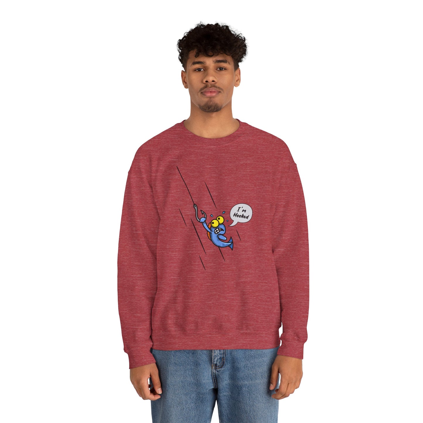 Unisex Heavy Blend™ Crewneck Sweatshirt (Fishing Hooked)
