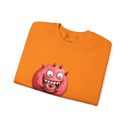 Unisex Heavy Blend™ Crewneck Sweatshirt (Donut Monster eating Donut)