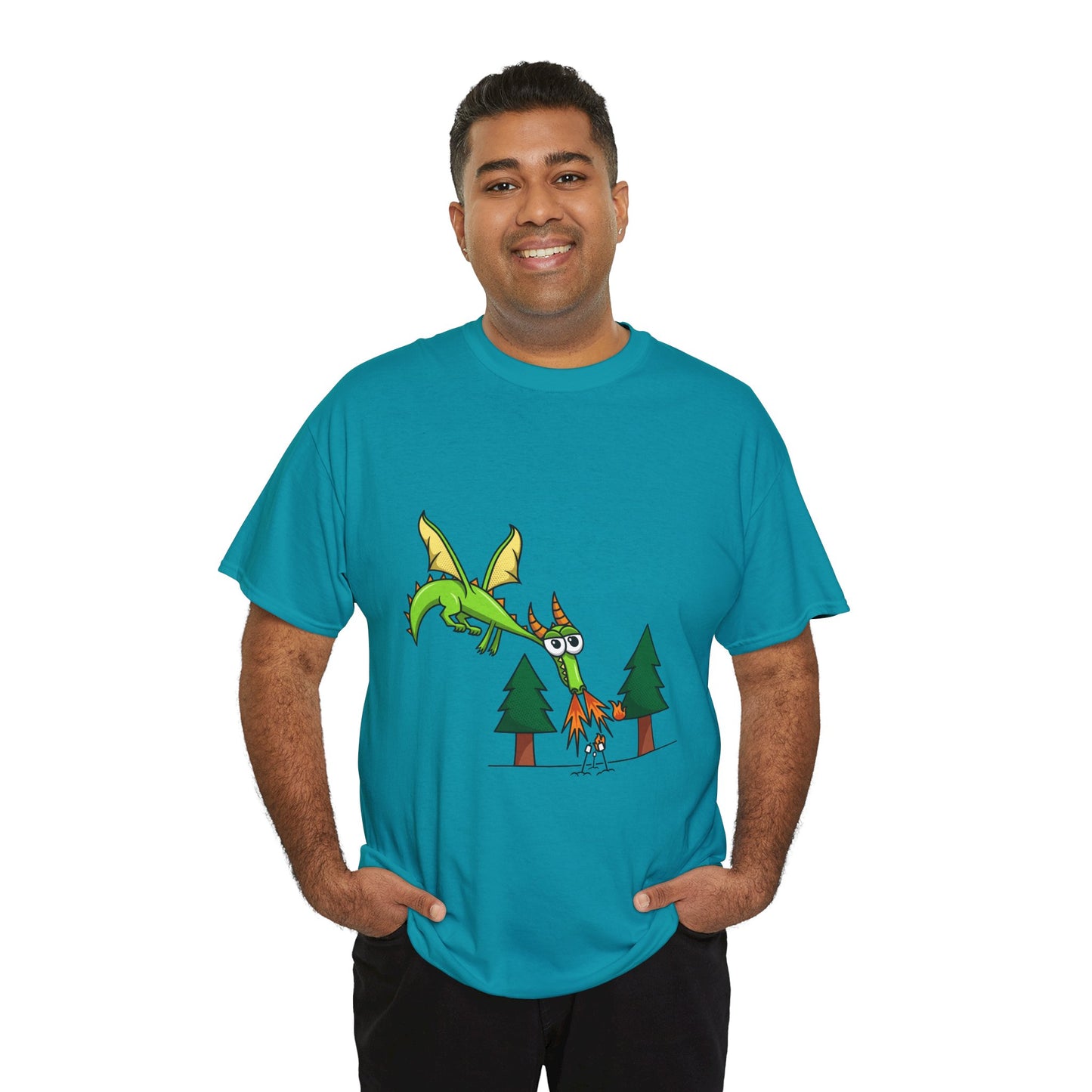Unisex Heavy Cotton Tee (Flaming Dragon)