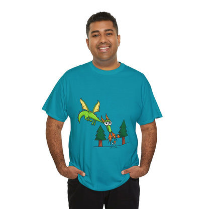 Unisex Heavy Cotton Tee (Flaming Dragon)