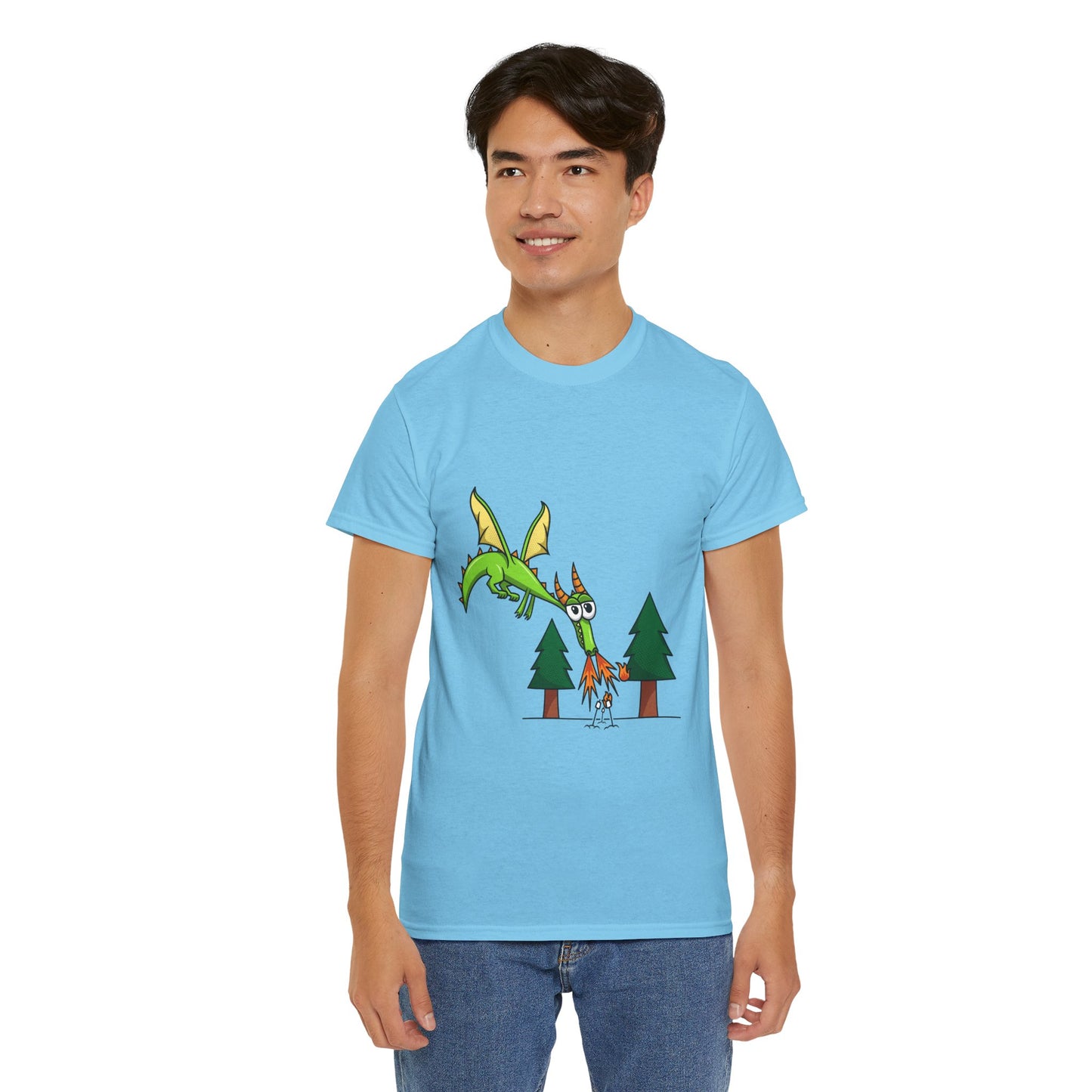 Unisex Heavy Cotton Tee (Flaming Dragon)