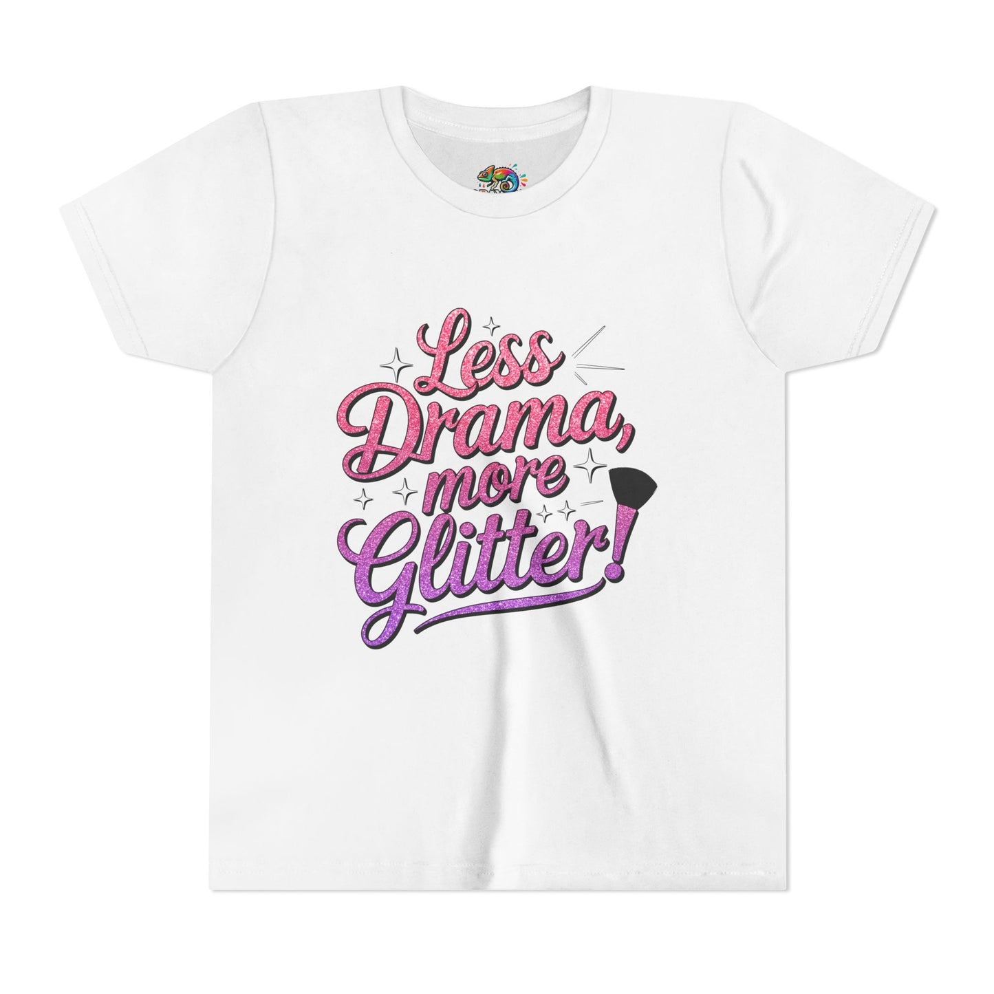 Youth Short Sleeve Tee (Less Drama, More Glitter) Fun T-shirt for Kids