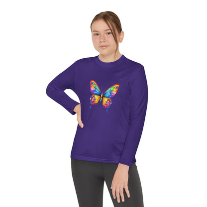 Youth Long Sleeve Competitor Tee (Colorful Butterfly)