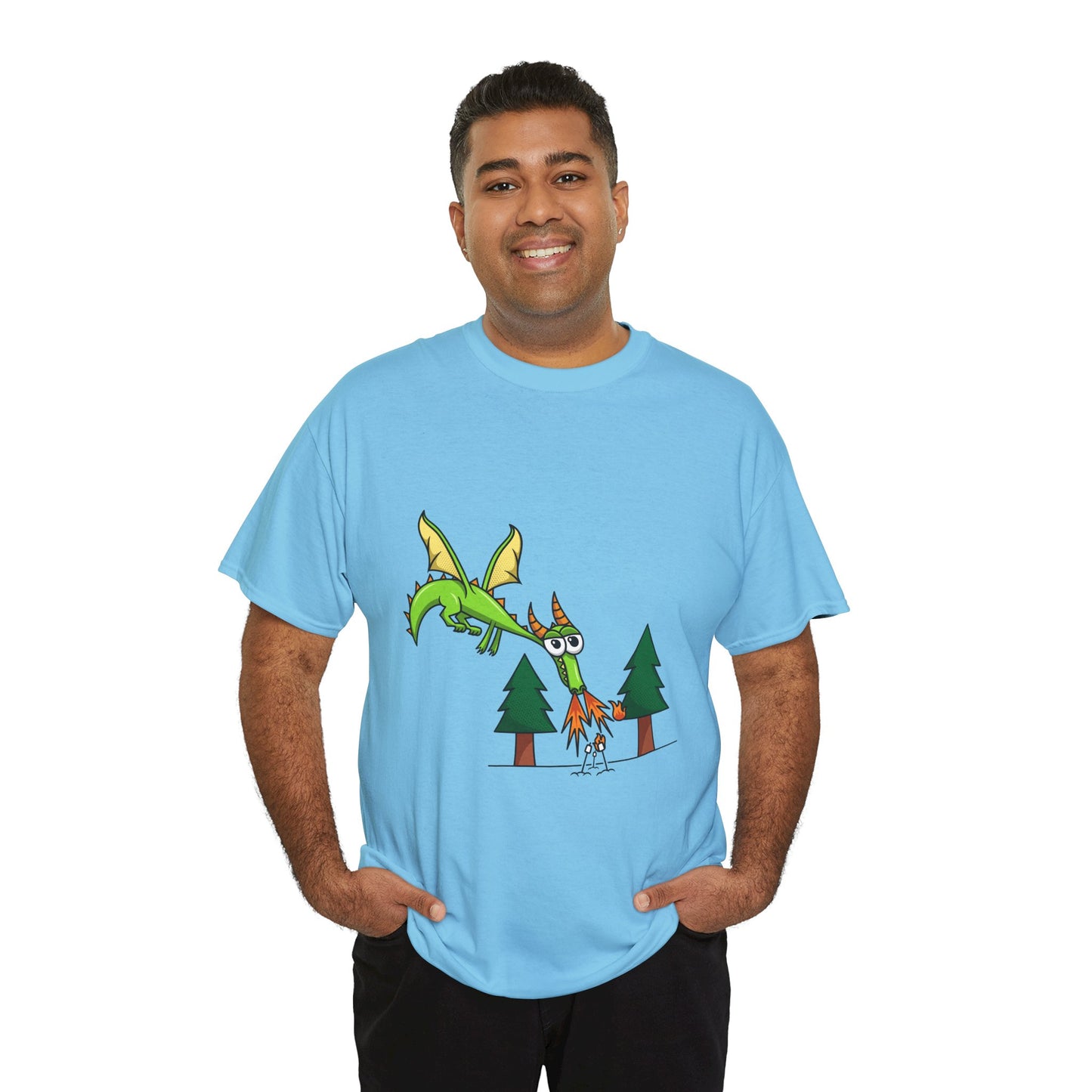 Unisex Heavy Cotton Tee (Flaming Dragon)