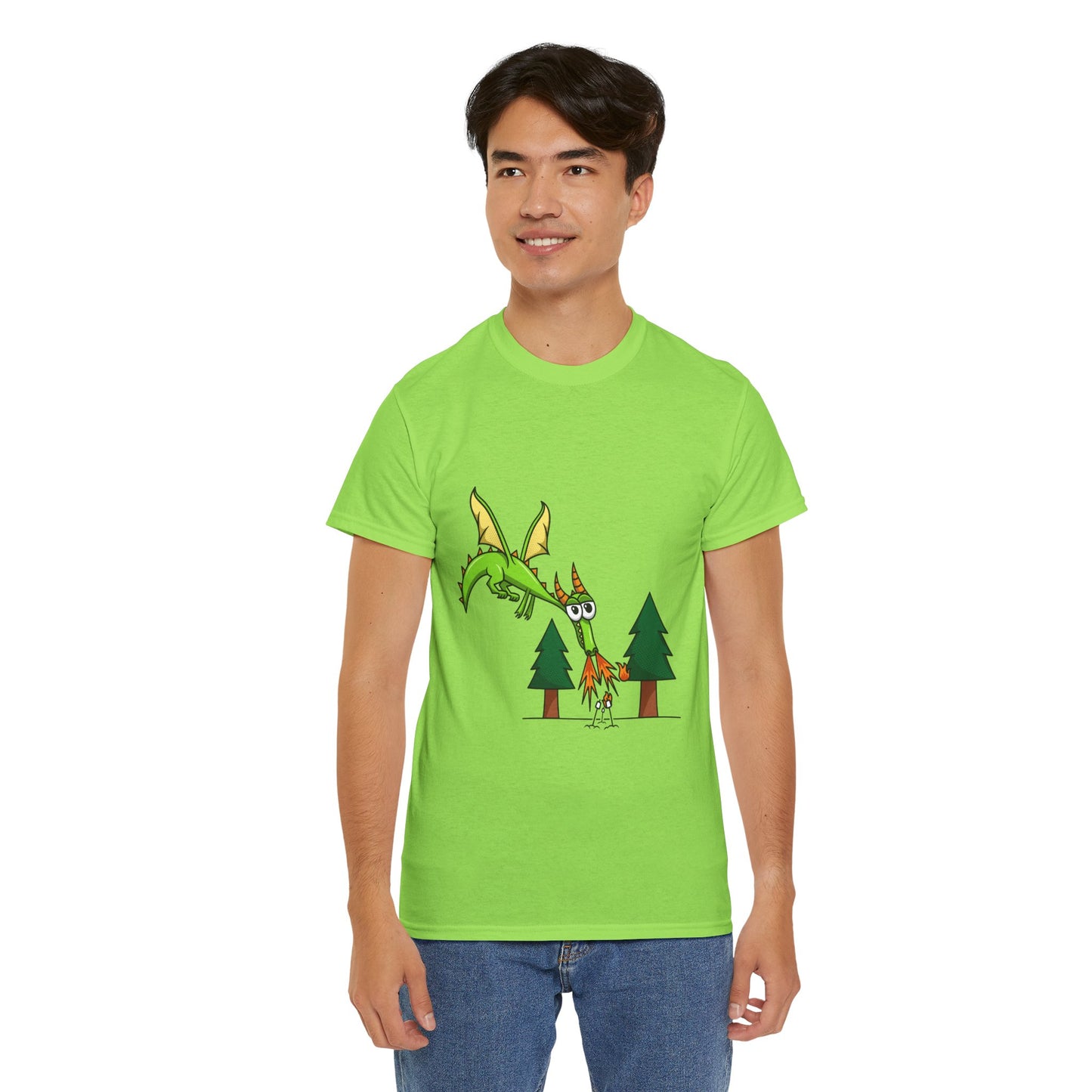 Unisex Heavy Cotton Tee (Flaming Dragon)
