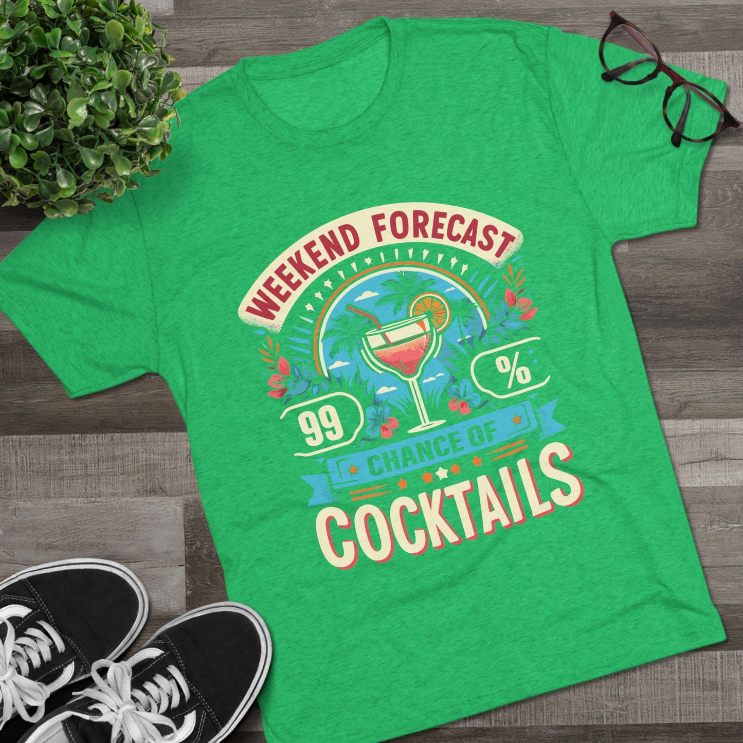 Unisex Tri-Blend Crew Tee (99% Chance of Cocktails)