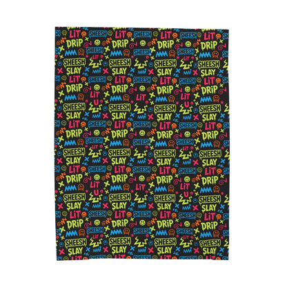 Velveteen Plush Blanket (Slay-Lit-Drip)