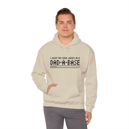 Dad Jokes Hoodie - Unisex Heavy Blend™ Sweatshirt (Keep my Jokes in a Dad-A-Base)