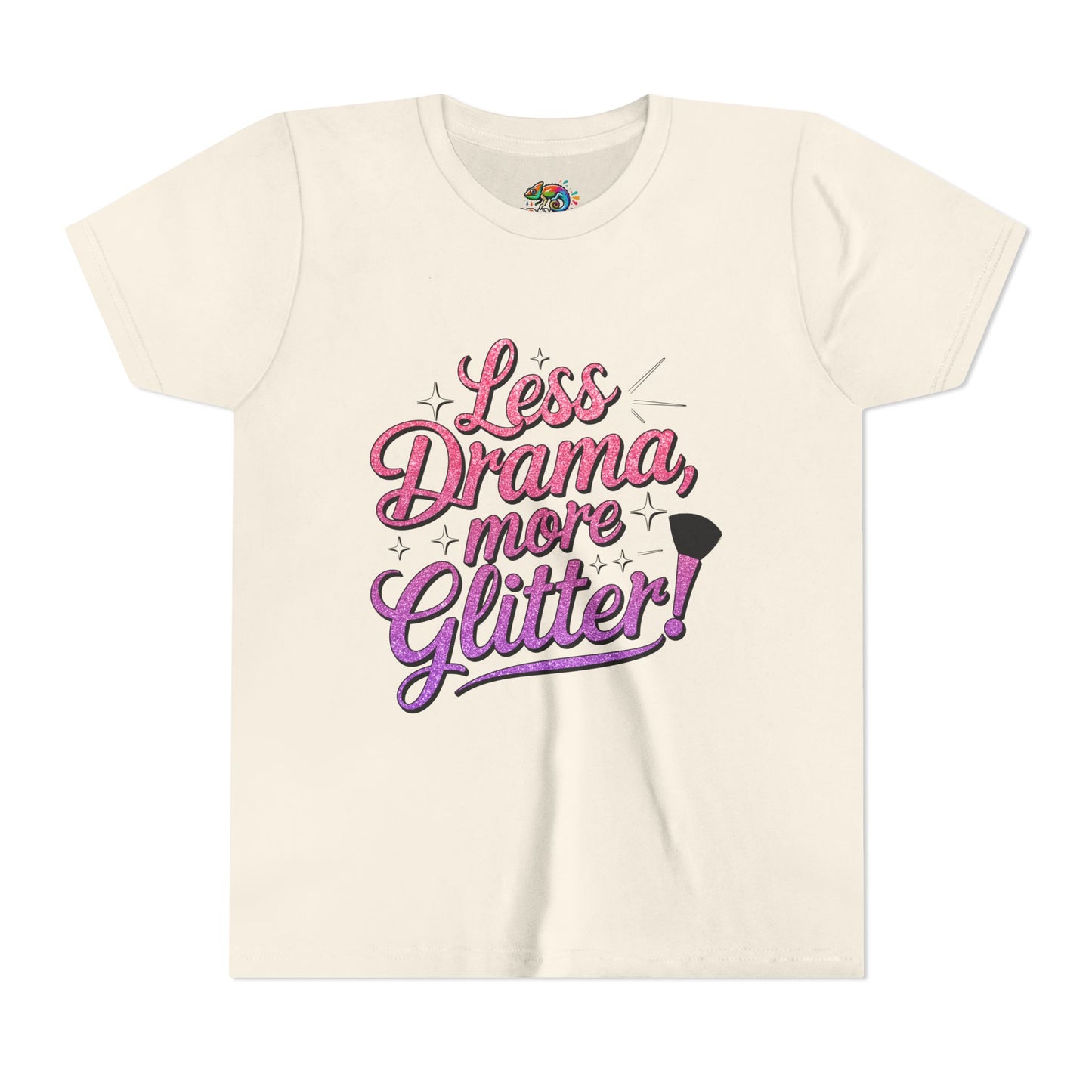 Youth Short Sleeve Tee (Less Drama, More Glitter) Fun T-shirt for Kids