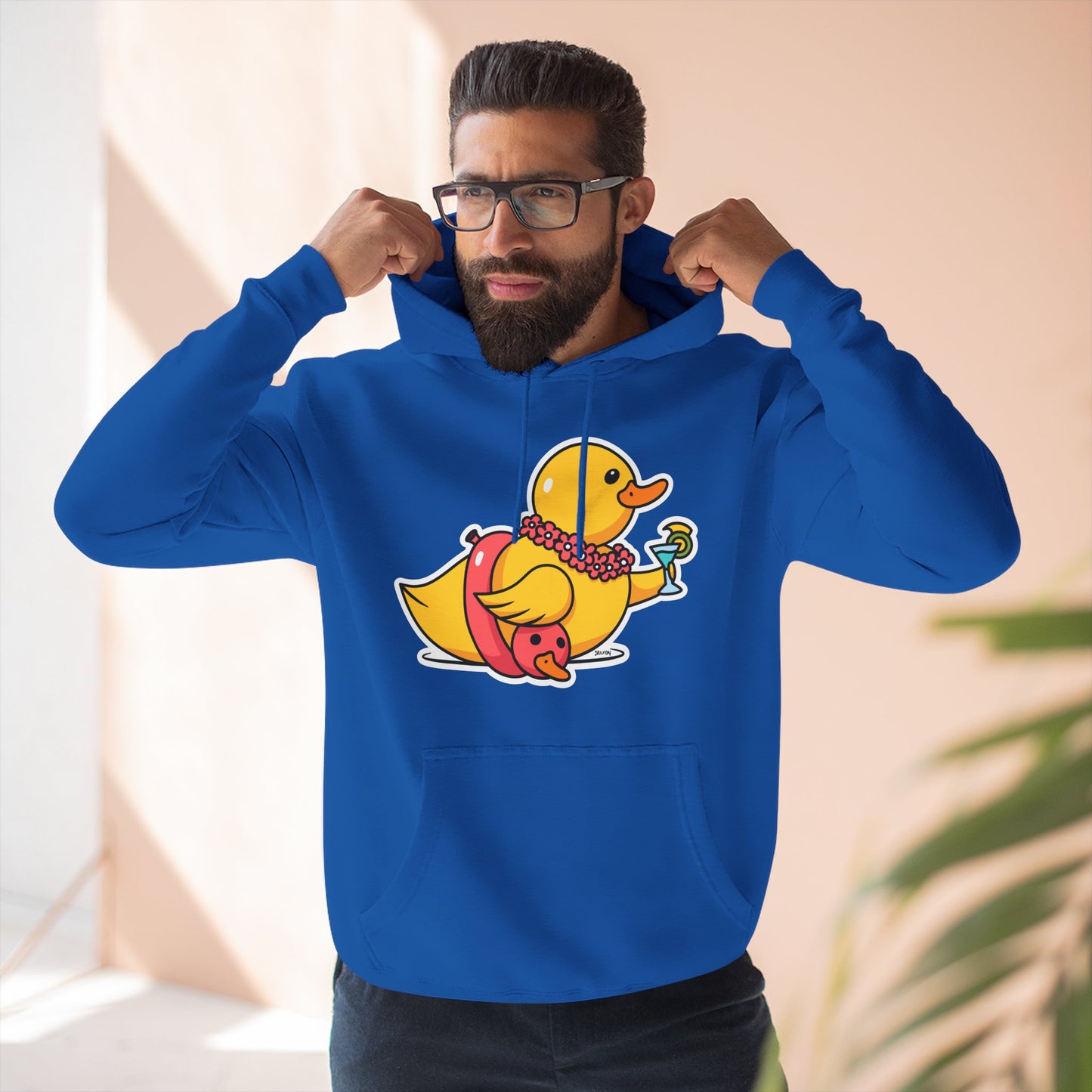 Three-Panel Fleece Hoodie (Tropical Duck)