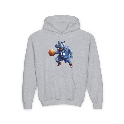 Youth Heavy Blend Hooded Sweatshirt (Hippo Baller)