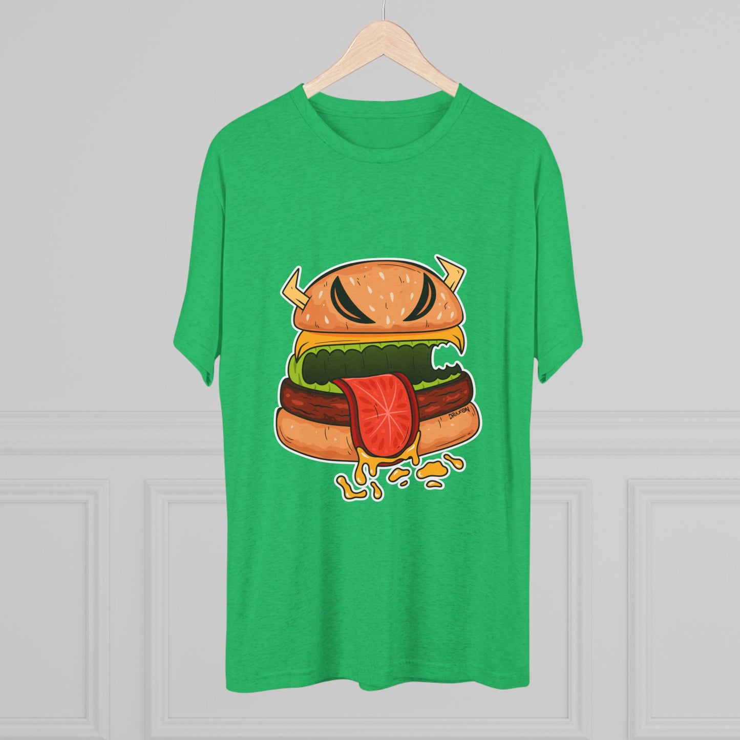 Unisex Tri-Blend Crew Tee (Cheeseburger Monster)