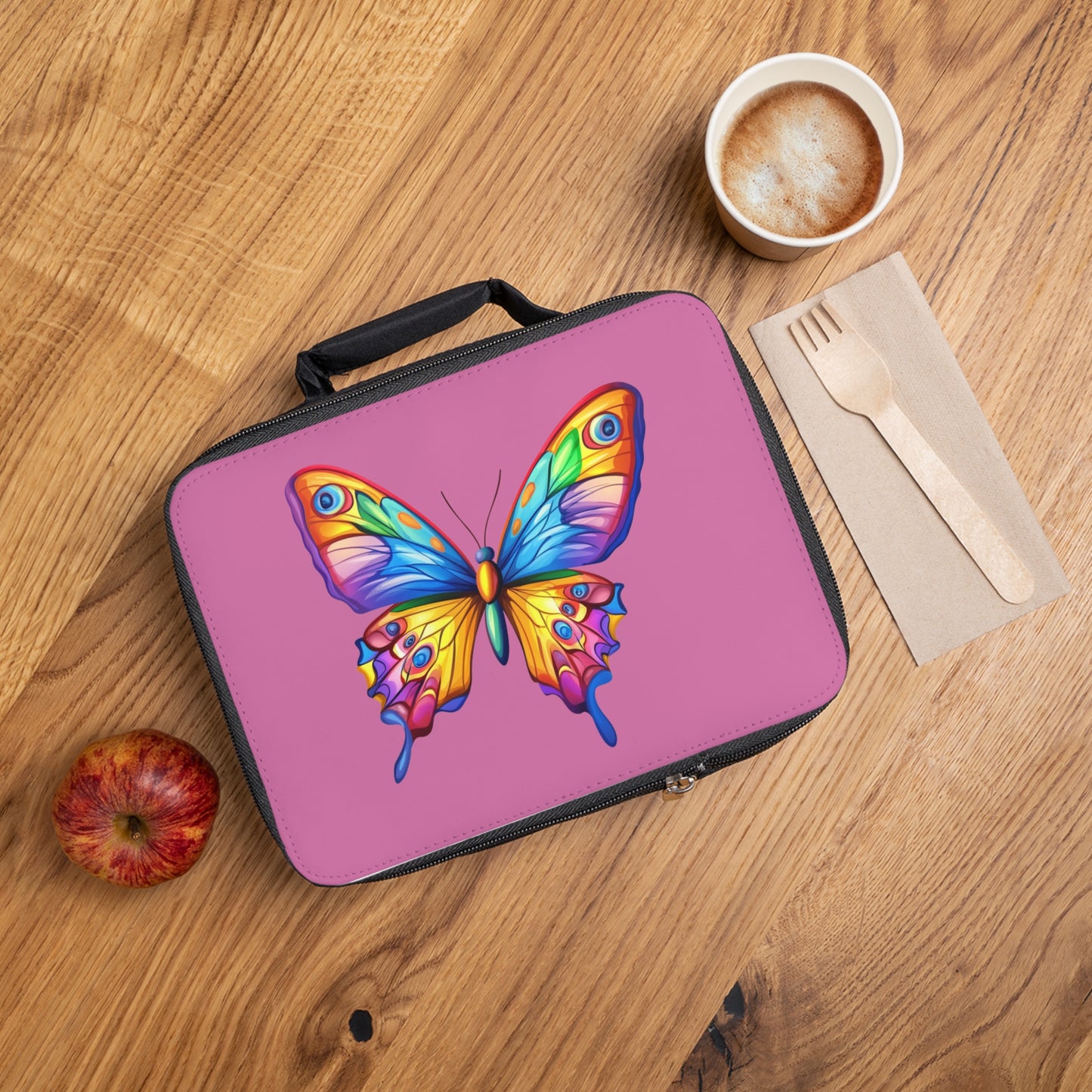 Lunch Bag - Light Grey (Colorful Butterfly)