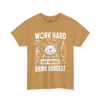 Unisex Heavy Cotton Tee (Work, Nap & Drink Hard)