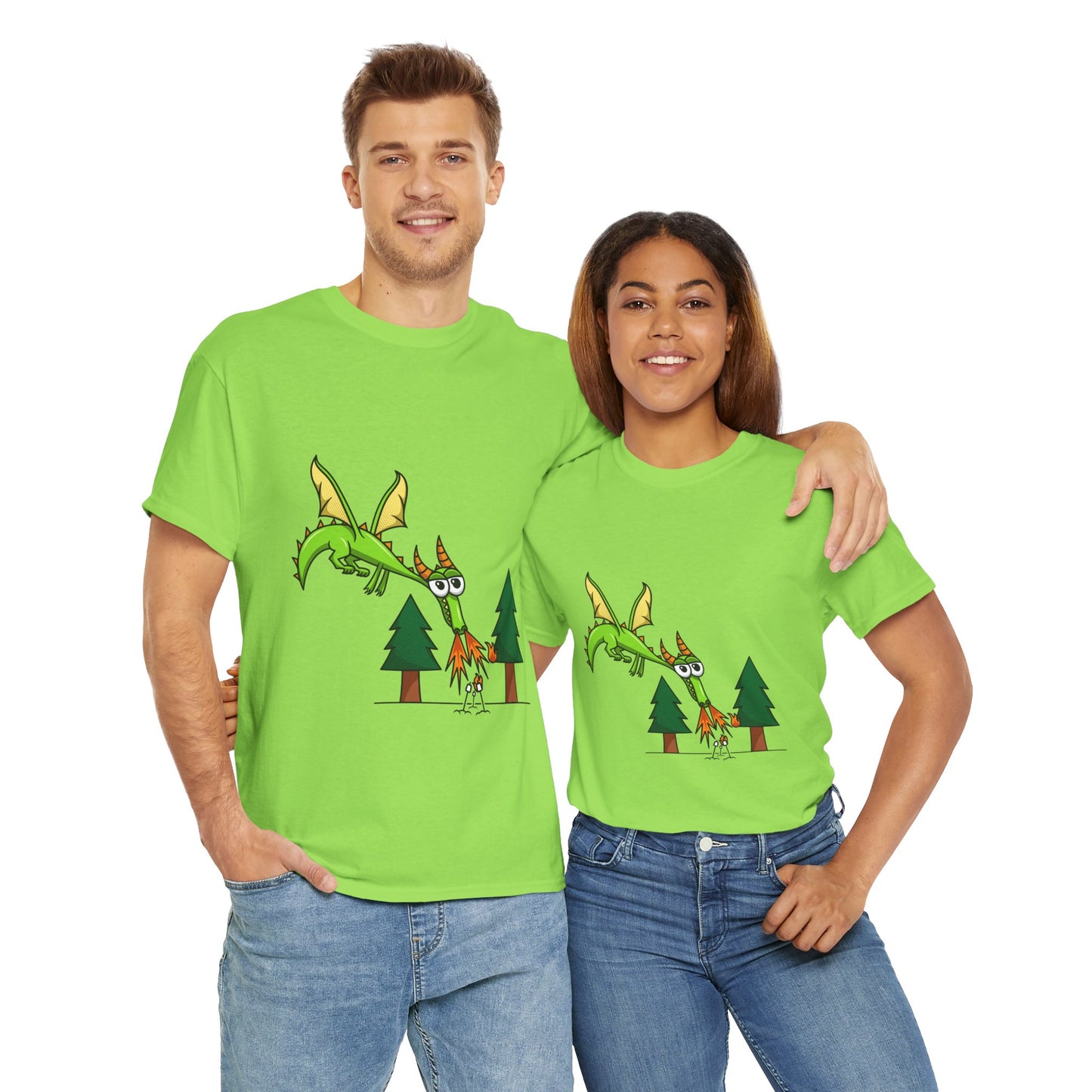 Unisex Heavy Cotton Tee (Flaming Dragon)