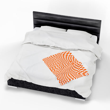 Velveteen Plush Blanket (Orange Pixels)