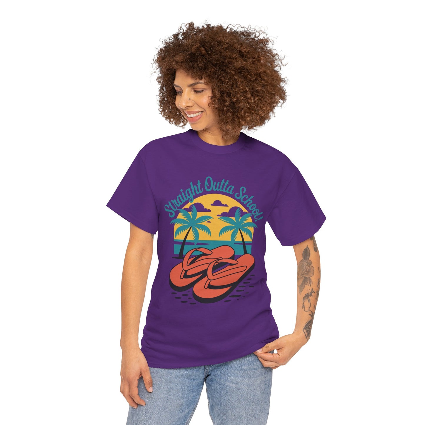 Unisex Heavy Cotton Tee (Straight Outta School)