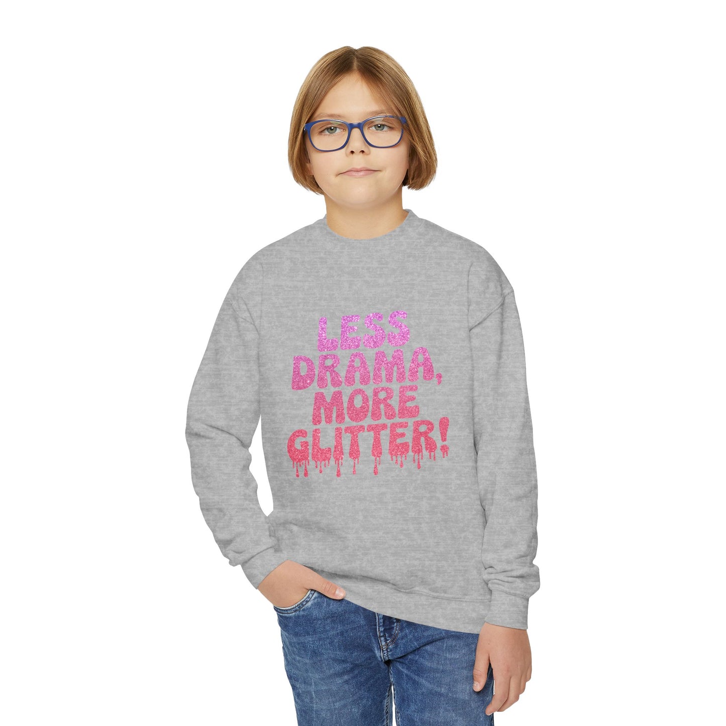 Youth Crewneck Sweatshirt (Less Drama, More Glitter)