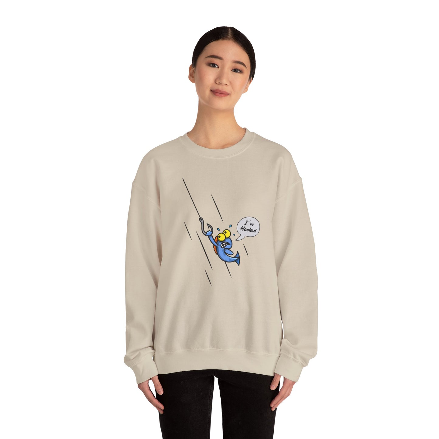 Unisex Heavy Blend™ Crewneck Sweatshirt (Fishing Hooked)