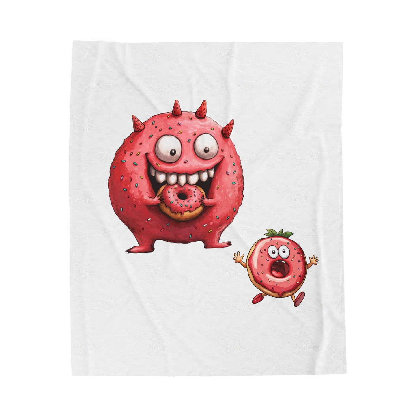 Velveteen Plush Blanket (Donut Monster eating Donut)