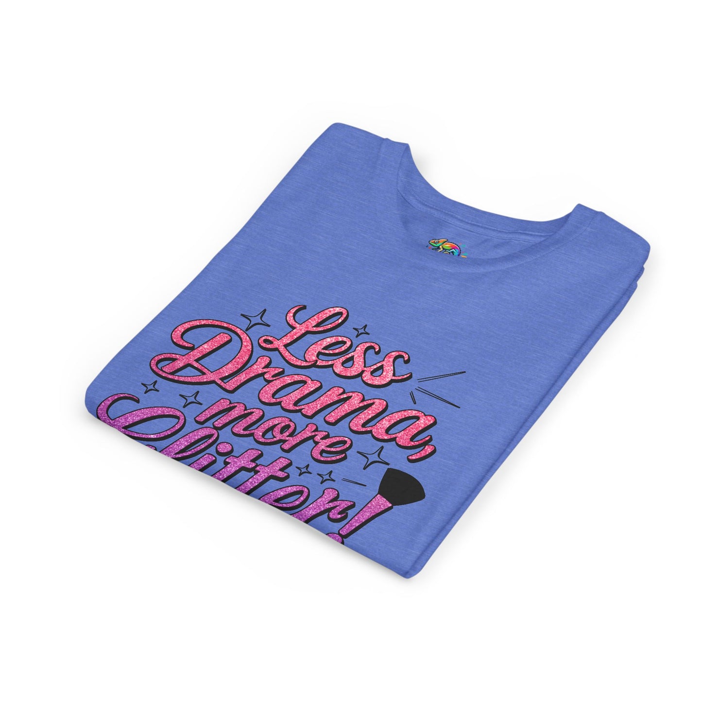 Youth Short Sleeve Tee (Less Drama, More Glitter) Fun T-shirt for Kids