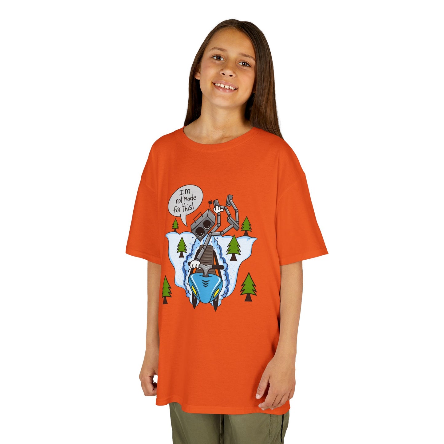 Kids Heavy Cotton T-Shirt (I'm not made for this - Snowmobiler)