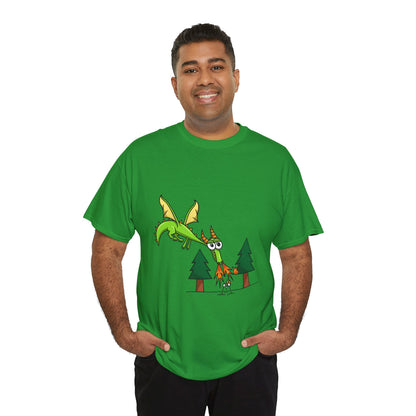 Unisex Heavy Cotton Tee (Flaming Dragon)