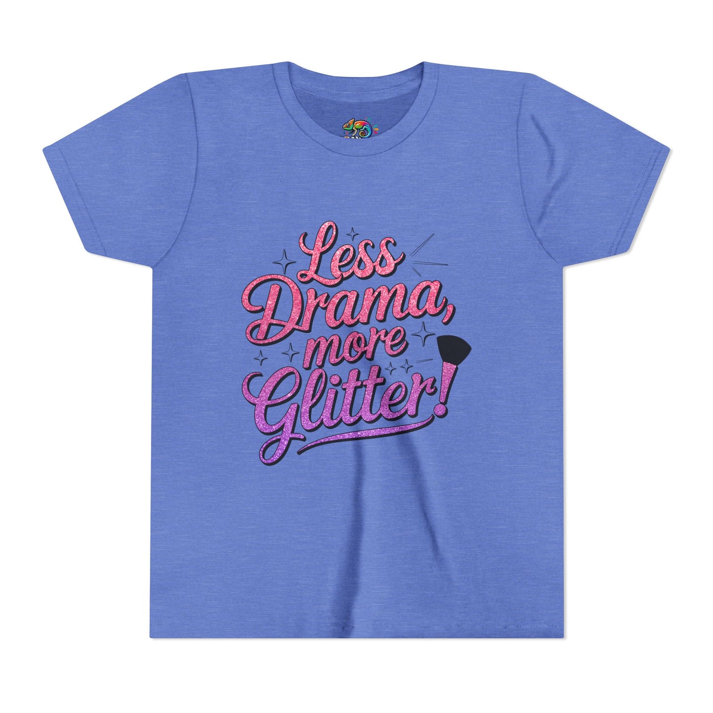 Youth Short Sleeve Tee (Less Drama, More Glitter) Fun T-shirt for Kids