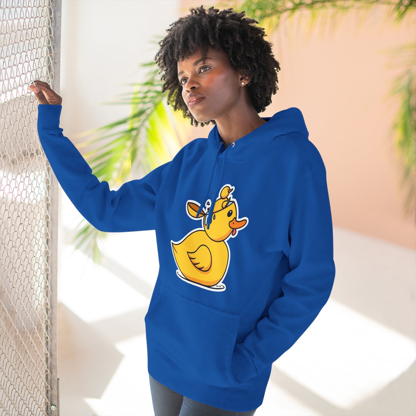 Three-Panel Fleece Hoodie (Duck Bird Brain)