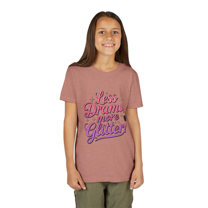 Youth Short Sleeve Tee (Less Drama, More Glitter) Fun T-shirt for Kids