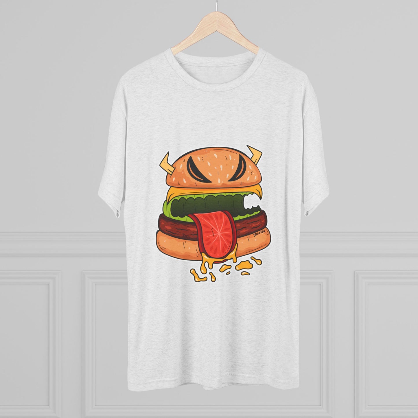 Unisex Tri-Blend Crew Tee (Cheeseburger Monster)