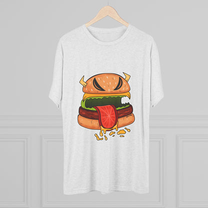 Unisex Tri-Blend Crew Tee (Cheeseburger Monster)