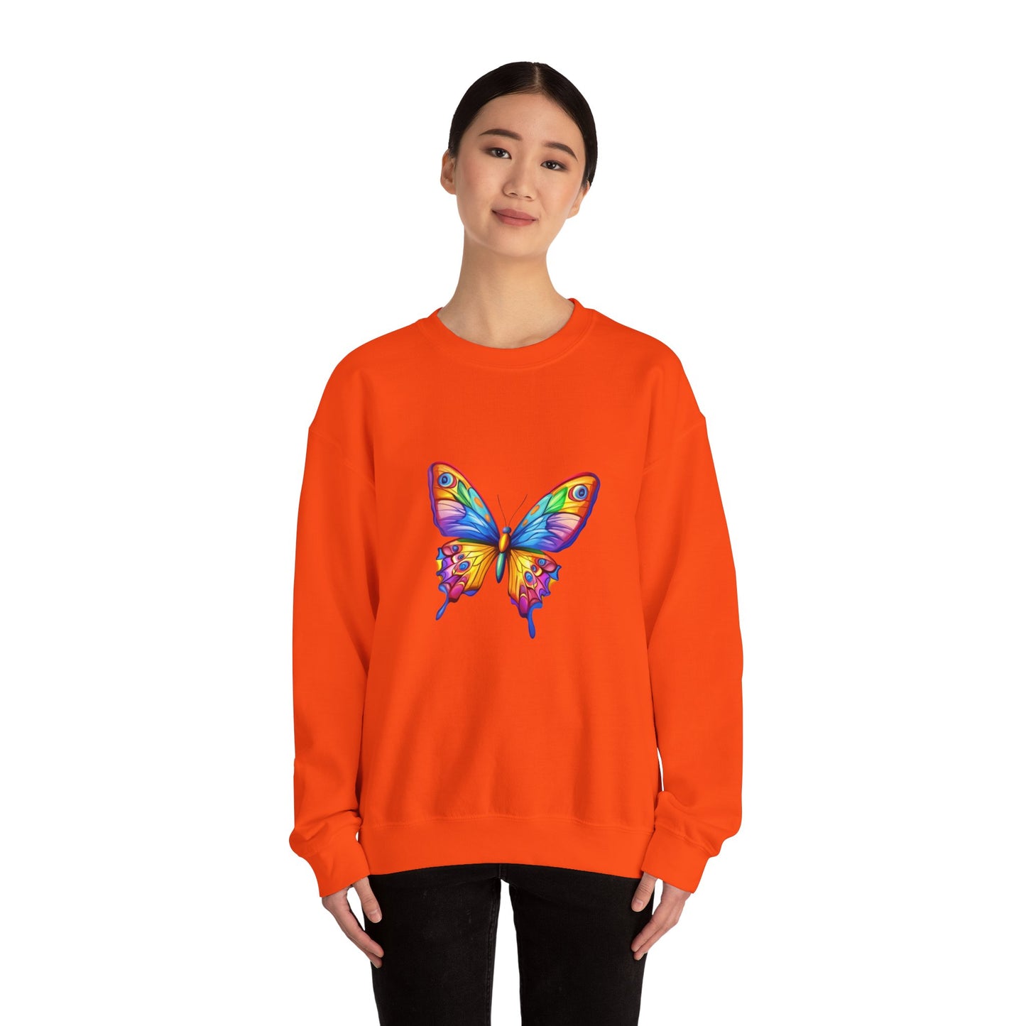 Unisex Heavy Blend™ Crewneck Sweatshirt (Colorful Butterfly)