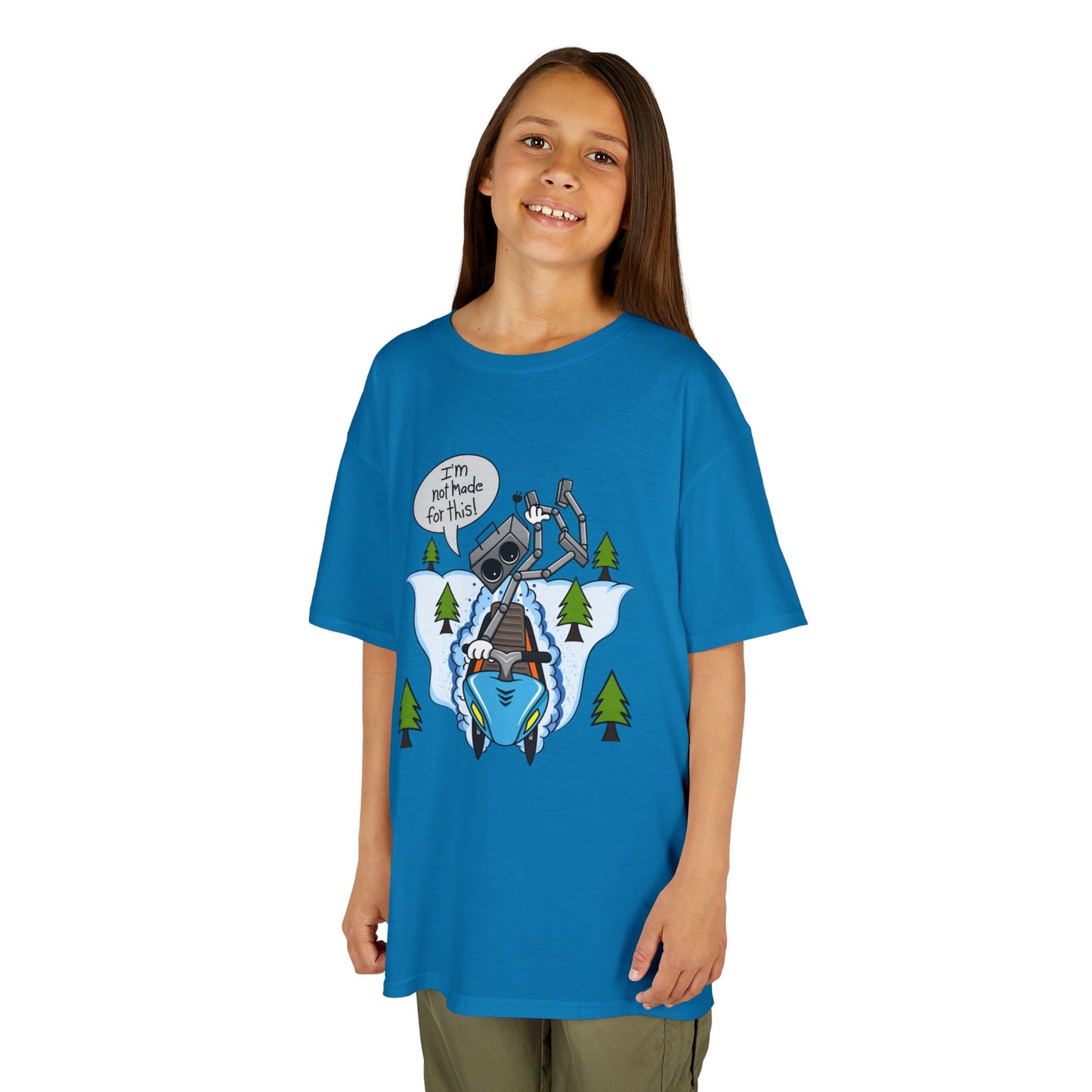 Kids Heavy Cotton T-Shirt (I'm not made for this - Snowmobiler)