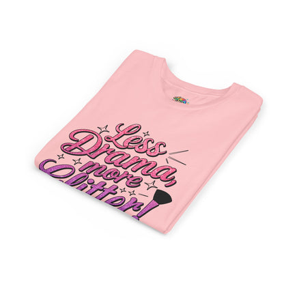 Youth Short Sleeve Tee (Less Drama, More Glitter) Fun T-shirt for Kids