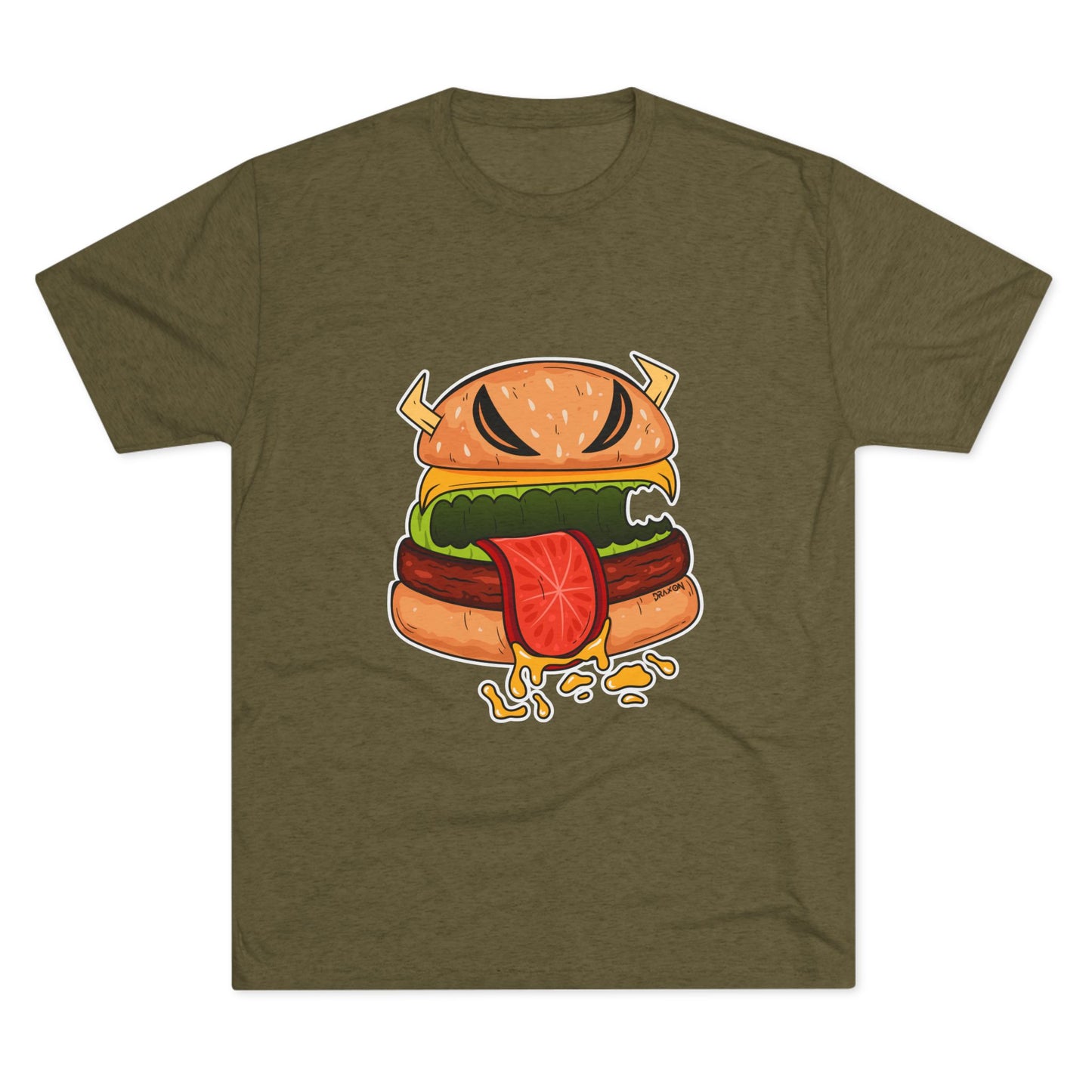 Unisex Tri-Blend Crew Tee (Cheeseburger Monster)