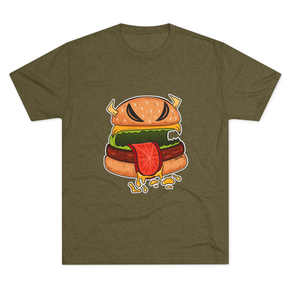 Unisex Tri-Blend Crew Tee (Cheeseburger Monster)