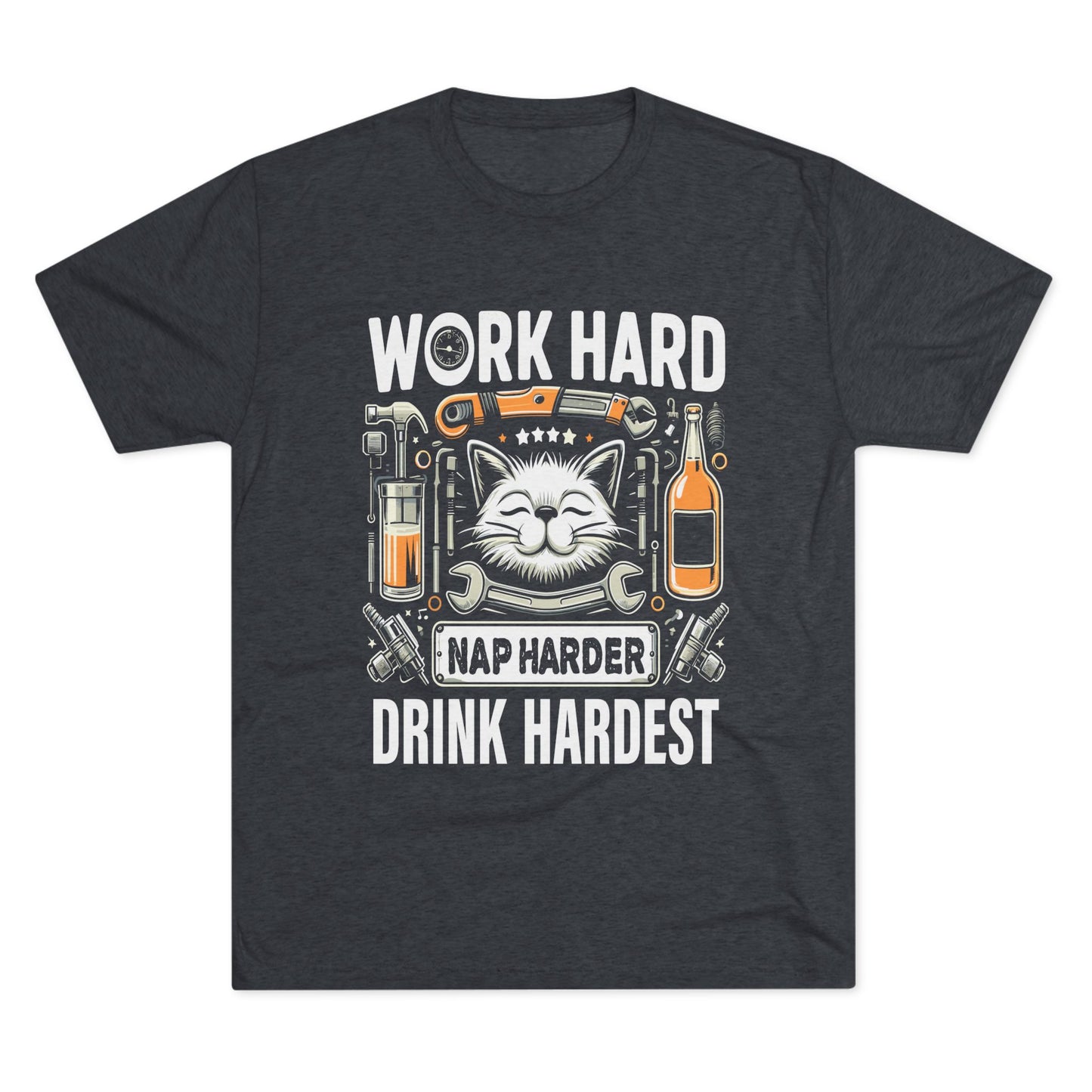 Unisex Tri-Blend Crew Tee (Work, Nap & Drink Hard)