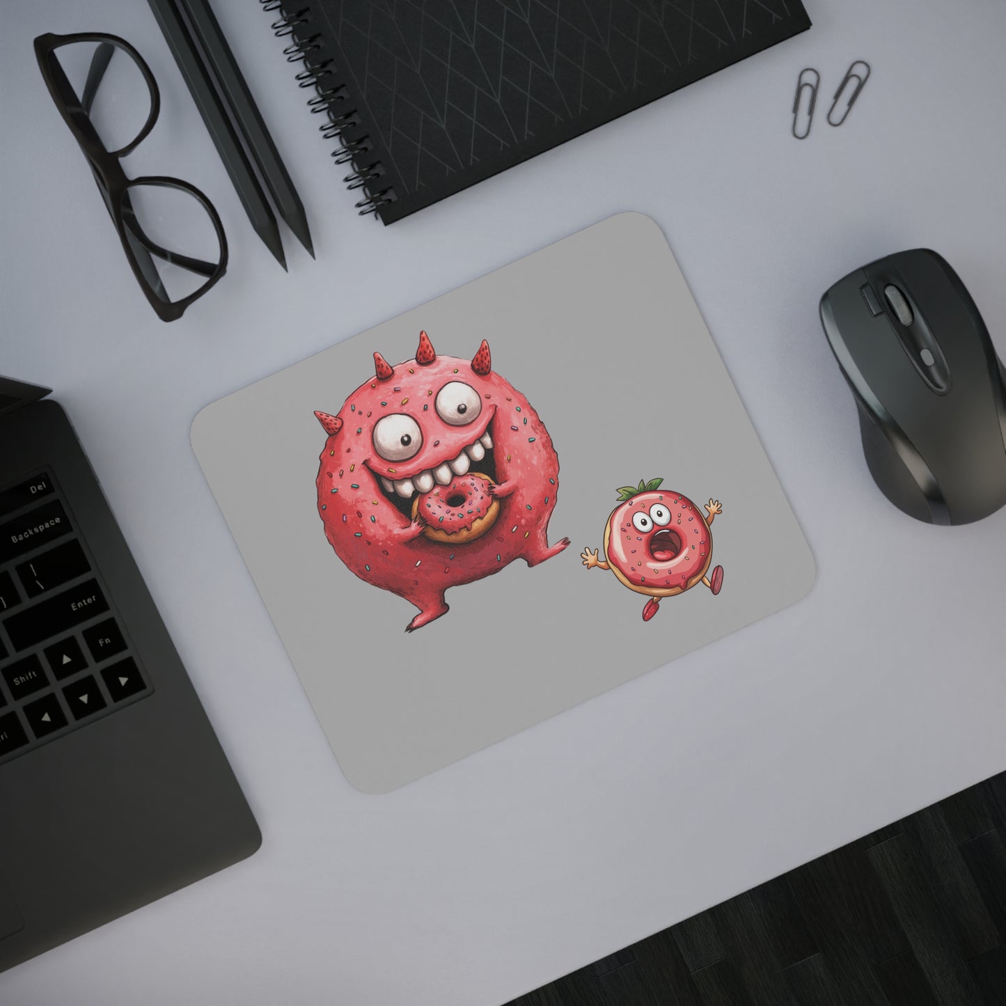 Desk Mouse Pad (Donut Monster eating Donut)