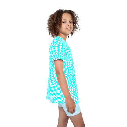 Kids Sports Jersey (Cyan Pixels)