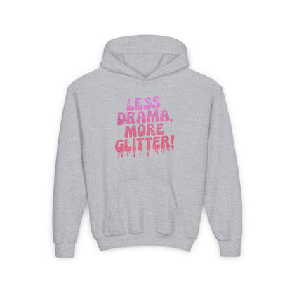 Youth Heavy Blend Hooded Sweatshirt (Less Drama, More Glitter)