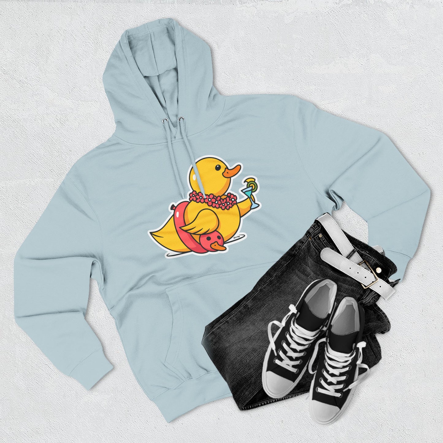 Three-Panel Fleece Hoodie (Tropical Duck)
