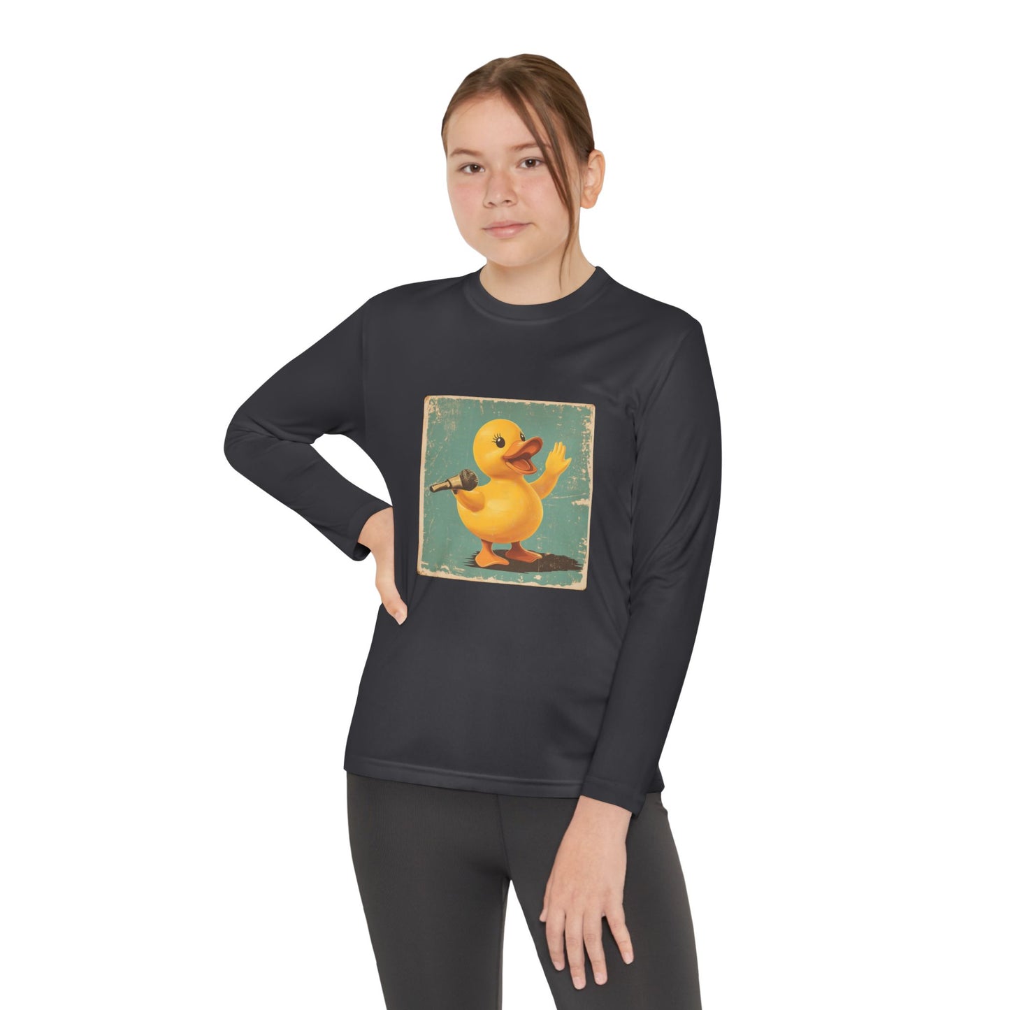 Youth Long Sleeve Competitor Tee (Karaoke Duck)