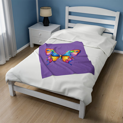 Velveteen Plush Blanket (Colorful Butterfly)