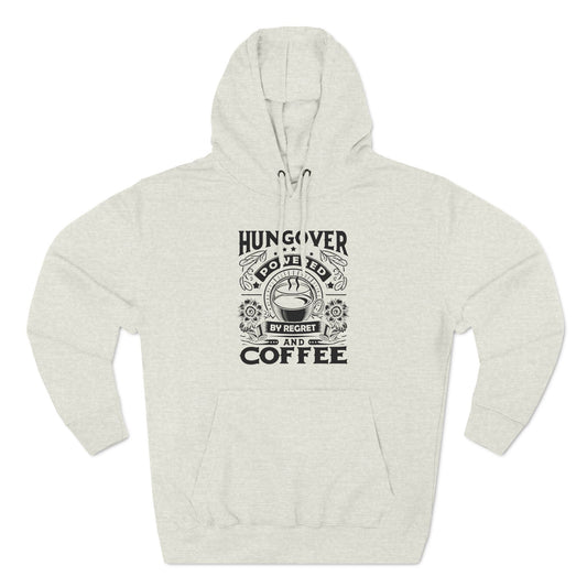 Three-Panel Fleece Hoodie (Hungover - Powered by Coffee)