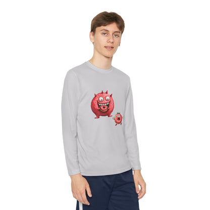 Youth Long Sleeve Competitor Tee (Donut Monster eating Donut)