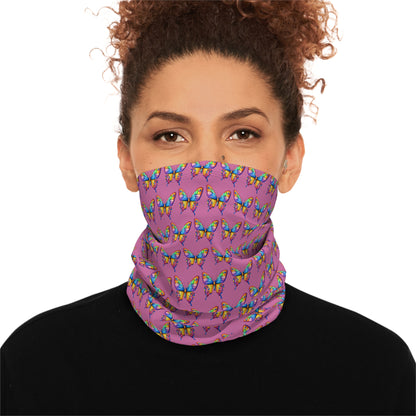 Winter Neck Gaiter With Drawstring (Colorful Butterfly)