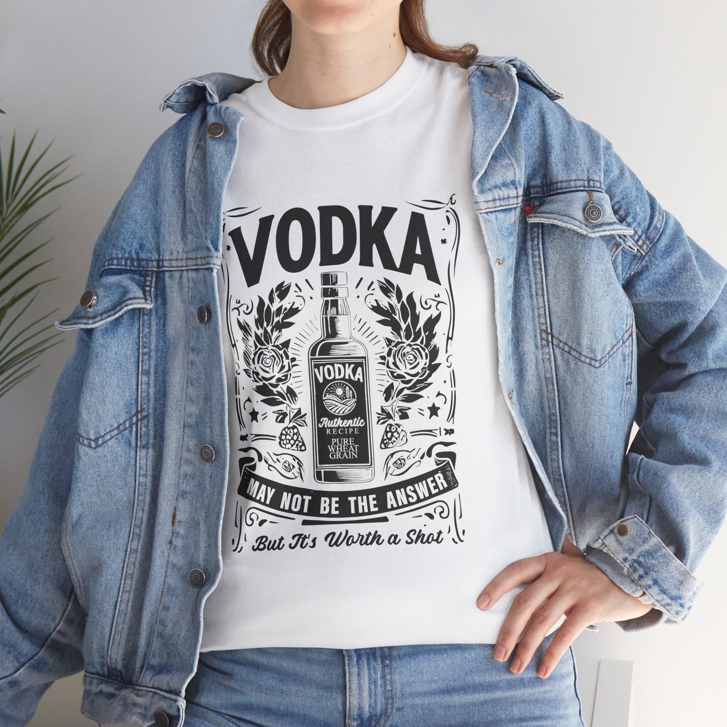 Unisex Heavy Cotton Tee (Vodka - Worth a Shot)