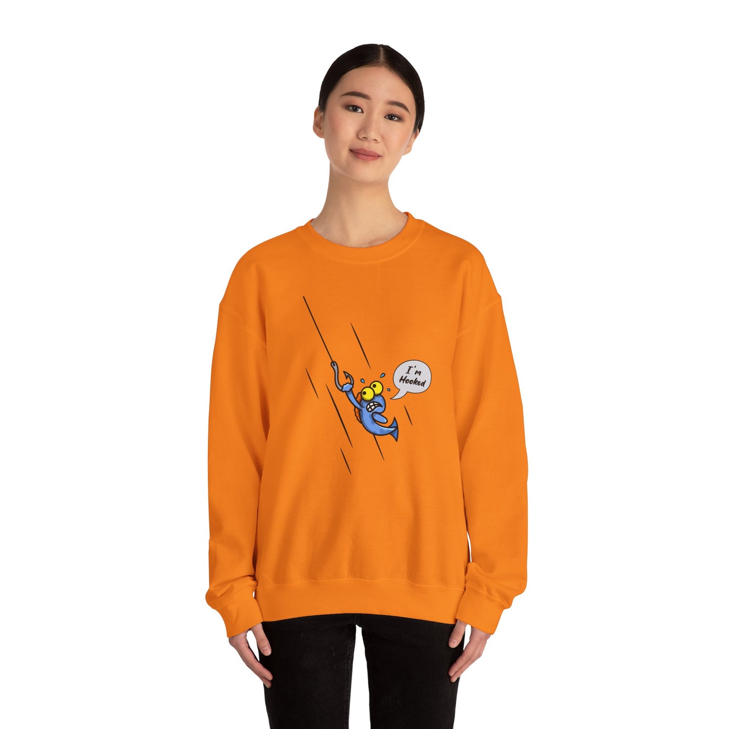 Unisex Heavy Blend™ Crewneck Sweatshirt (Fishing Hooked)