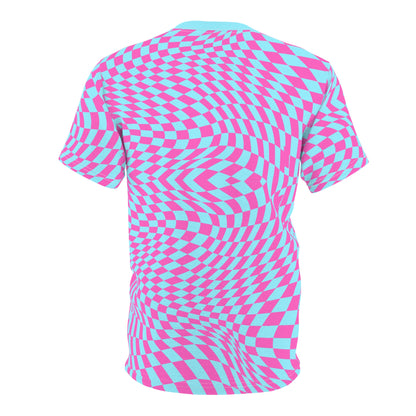 Unisex Cut & Sew Tee (Aqua-Pink Pixels)